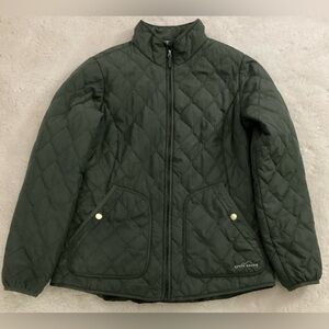 Eddie Bauer Ladies Puffer Ski Jacket Insulated Size Medium Green W/Gold Accents